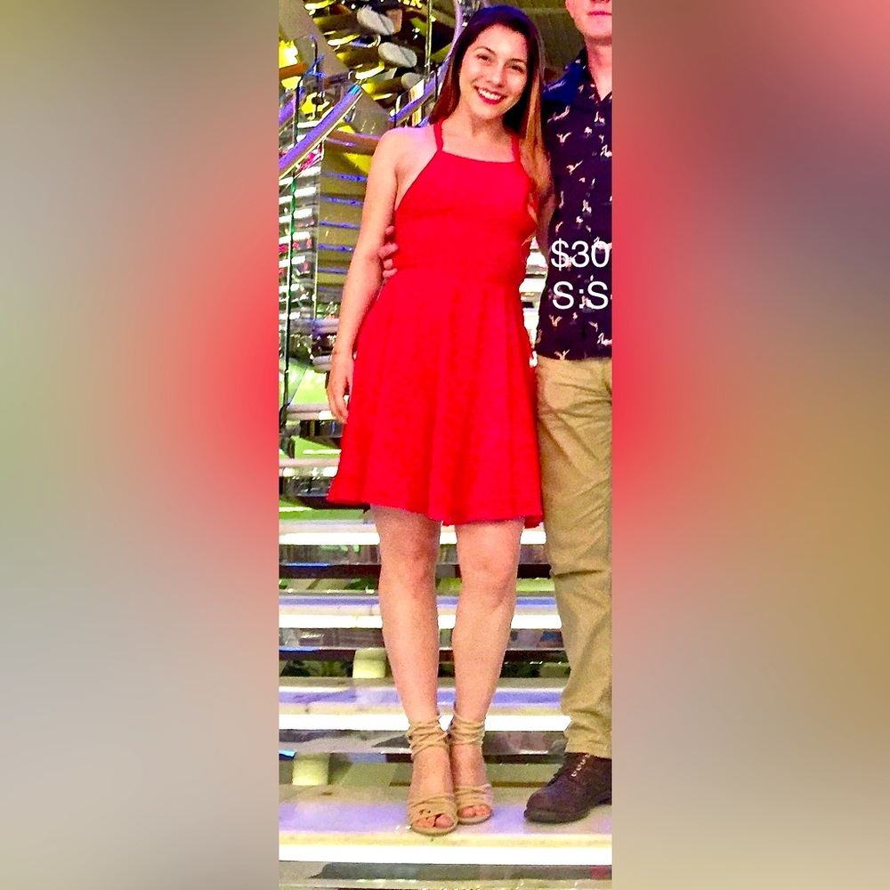 Lulu’s Red Lace-Up Dress, size S.